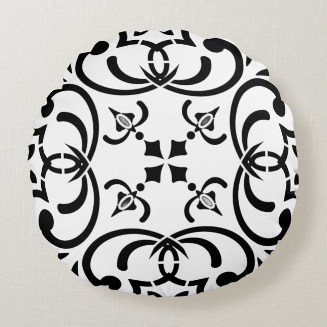 Cojín Redondo Patrón negro (Anverso)