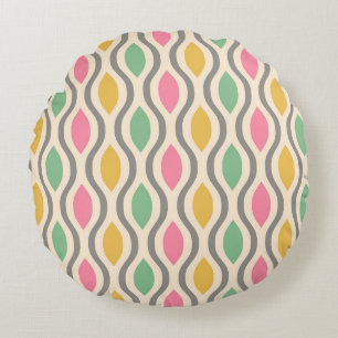 Cojín Redondo Patrón Ogee Moderno Retro Mid Century