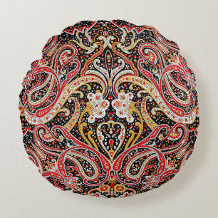 Cojín Redondo patrón paisley indio tradicional