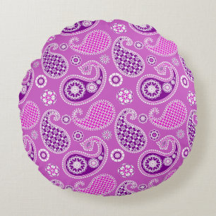 Cojín Redondo Patrón Paisley, Lilac y Ametist Púrpura