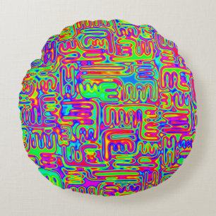 Cojín Redondo Patrón Pintado A Mano Y Digitalmente Art. 42