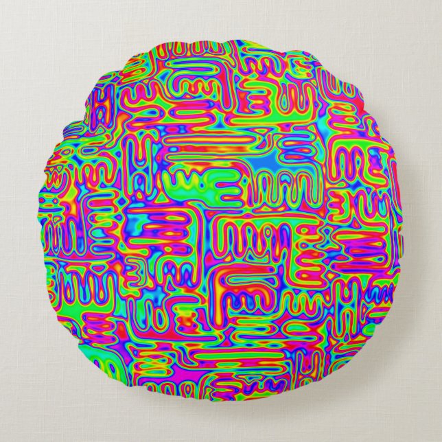 Cojín Redondo Patrón Pintado A Mano Y Digitalmente Art. 42 (Anverso)