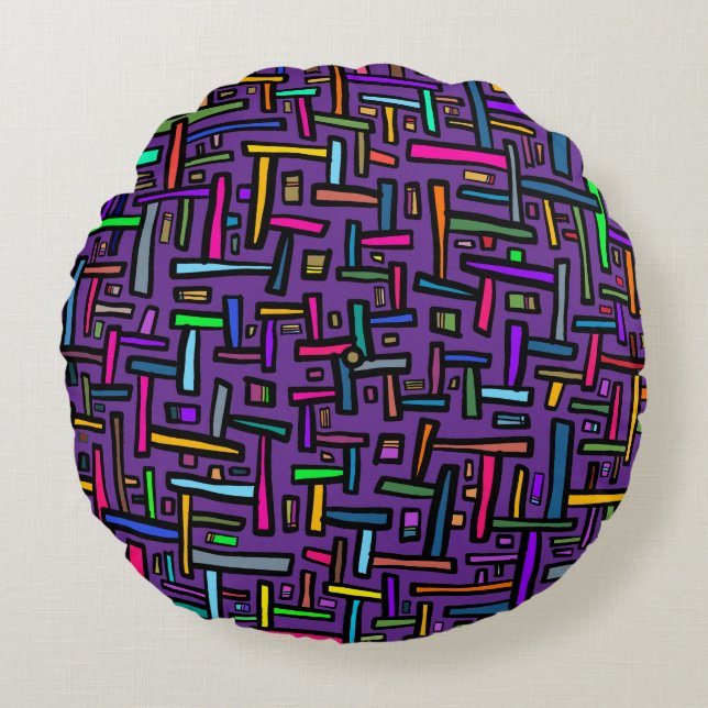 Cojín Redondo Patrón púrpura (Anverso)