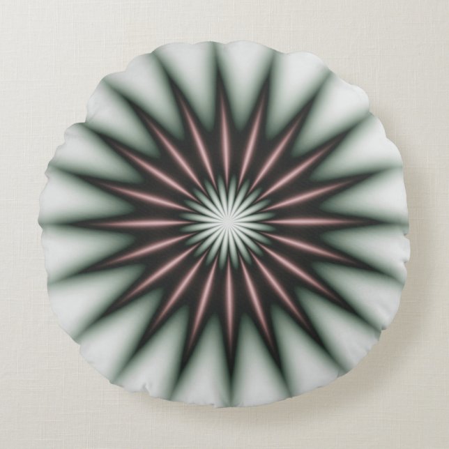 Cojín Redondo Patrón radiante marrón (Anverso)