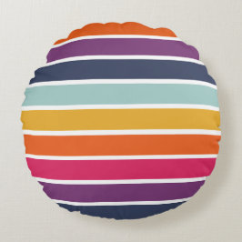 Cojín Redondo Patrón rayado de color corto
