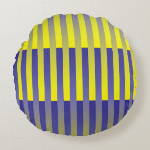 Cojín Redondo Patrón rayado morado amarillo