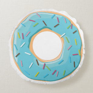 Cojín Redondo Patrón Retro Colorido de Donas Minimalista Fiesta