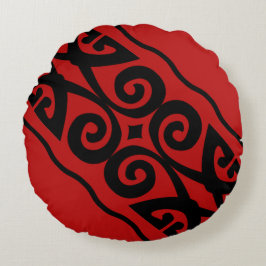 Cojín Redondo Patrón Rojo Y Negro Moderno