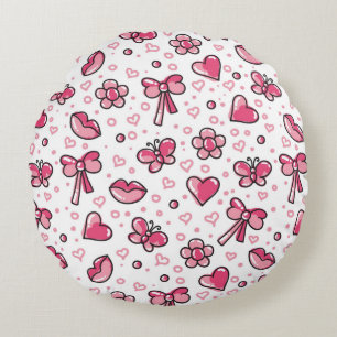 Cojín Redondo patrón romántico