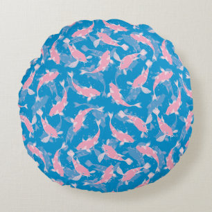 Cojín Redondo Patrón rosa y azul - Koi Fish
