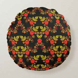 Cojín Redondo Patrón ruso tradicional sin soldadura con bayas 