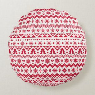 Cojín Redondo Patrón sin fisuras de los Navidades festivos.