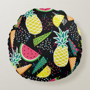 Cojín Redondo Patrón sin fisuras dibujado a mano con línea de sa