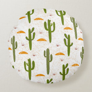 Cojín Redondo Patrón sin foco, cactus, textura de arena, st mexi