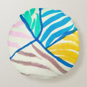 Cojín Redondo Patrón sin foco con aguacates. Sello texturado. vi