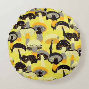 Cojín Redondo Patrón sin foco con diferentes hongos. 