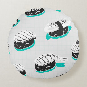 Cojín Redondo Patrón sin foco con sushi nigiri