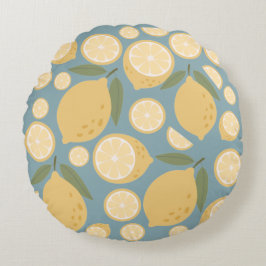 Cojín Redondo Patrón sin foco de limón amarillo