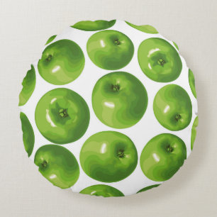 Cojín Redondo Patrón sin foco de manzana verde