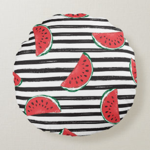 Cojín Redondo Patrón sin foco de melón de agua rayado