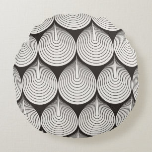Cojín Redondo Patrón sin foco. Elegante adorno monocromo. Geo