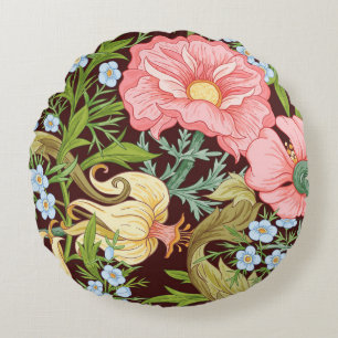 Cojín Redondo Patrón sin foco floral, fondo con In art no