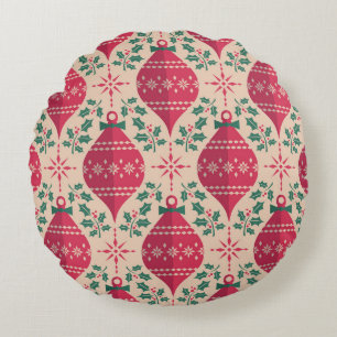 Cojín Redondo Patrón sin inconvenientes de Navidades de estilo v