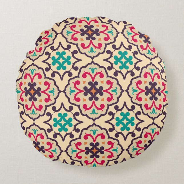 Cojín Redondo Patrón sin problemas de RETRO. (Anverso)