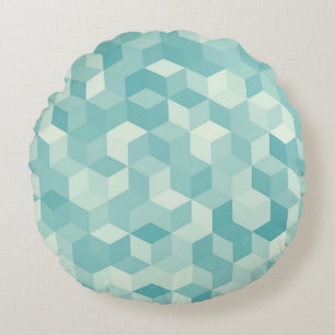 Cojín Redondo Patrón sin soldadura de color azul hexagonal