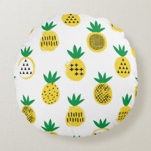 Cojín Redondo Patrón sin soldadura de piña. Diseño infantil. 
