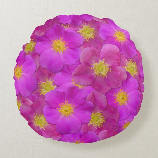 Cojín Redondo Patrón sin soldadura de Rosa salvaje (Anverso)