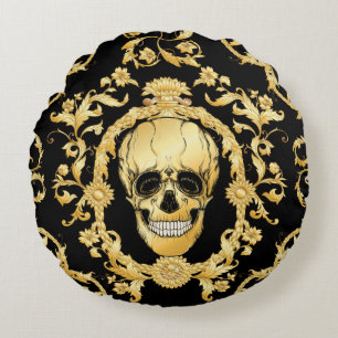 Cojín Redondo Patrón sin soldadura, fondo En barroco, rococó, 