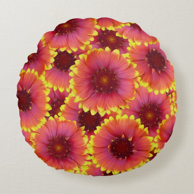 Cojín Redondo Patrón sin soldadura Gaillardia (Anverso)