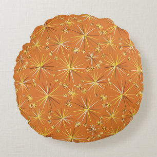 Cojín Redondo Patrón sputnik de mediados de siglo, Terracotta