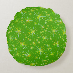 Cojín Redondo Patrón sputnik de mediados de siglo, verde oliva