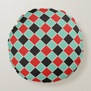 Cojín Redondo Patrón SQUARE - blanco rojo negro + tu fondo