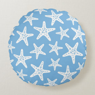 Cojín Redondo Patrón Starfish Azul