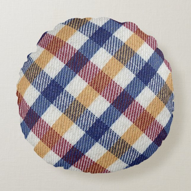 Cojín Redondo Patrón Tartán multicolor (Anverso)