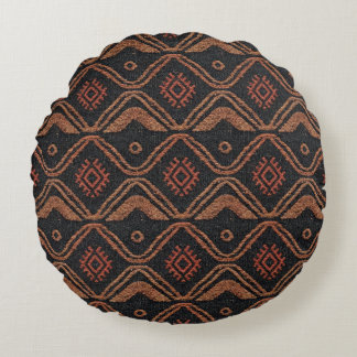 Cojín Redondo Patrón Textil de Onda Tribal