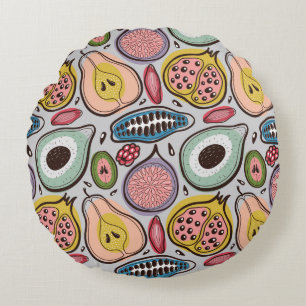 Cojín Redondo Patrón transparente de frutas