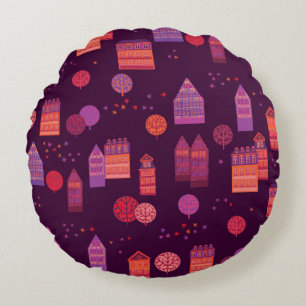 Cojín Redondo Patrón transparente dibujado a mano por Cityscape