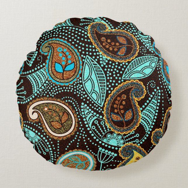 Cojín Redondo Patrón transparente, efecto textura de vaqueros  (Anverso)