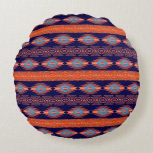 Cojín Redondo Patrón tribal étnico del suroeste.
