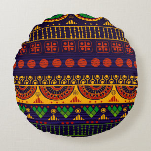 Cojín Redondo Patrón tribal sin fisuras.