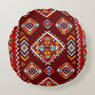Cojín Redondo Patrón tribal tradicional de estilo étnico
