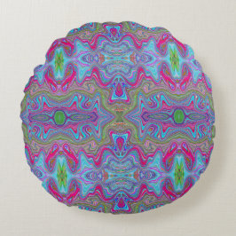 Cojín Redondo Patrón Trippy Multicolor Azul Cielo Ondulado