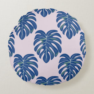 Cojín Redondo Patrón tropical sin costuras con hojas. Hermoso t