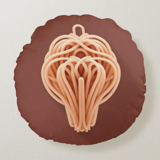 Cojín Redondo Patrón único de fideos de espagueti (Anverso)