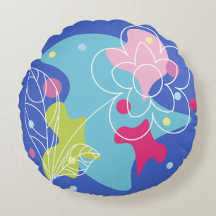 Cojín Redondo Patrón vectorial de moda de una flor de verano en 