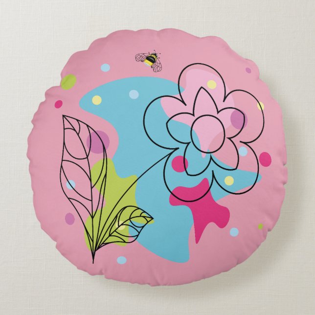 Cojín Redondo Patrón vectorial de moda de una flor de verano en  (Anverso)